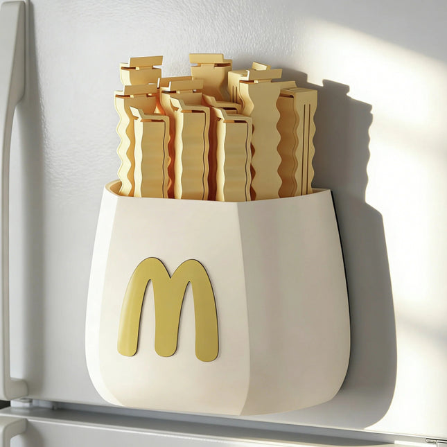 12PCS Fries Bag Clips – Magnetic Cartoon Clips with Storage Box for Food Bag Organization