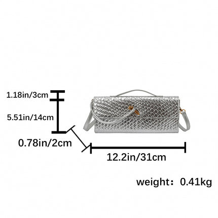 Woven Baguette Crossbody Bag – Vintage Texture, Simple & Luxurious Shoulder Bag for Women