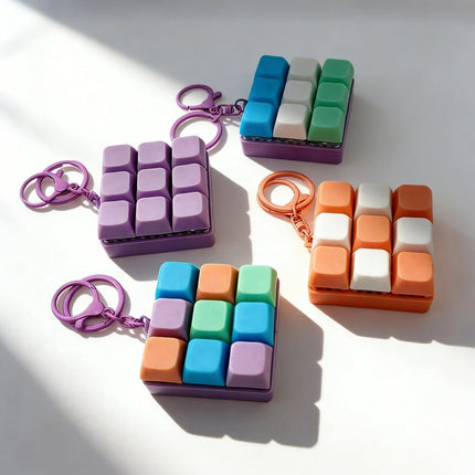 Finger Fidget Keychain – 9-Key Mechanical Keyboard Sensory Toy for Teens & Adults