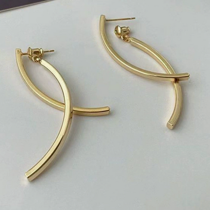 Minimalist Cross Drop Earrings with S925 Silver Posts – Lightweight Dangle Earrings for Women