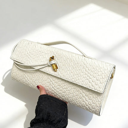 Woven Baguette Crossbody Bag – Vintage Texture, Simple & Luxurious Shoulder Bag for Women