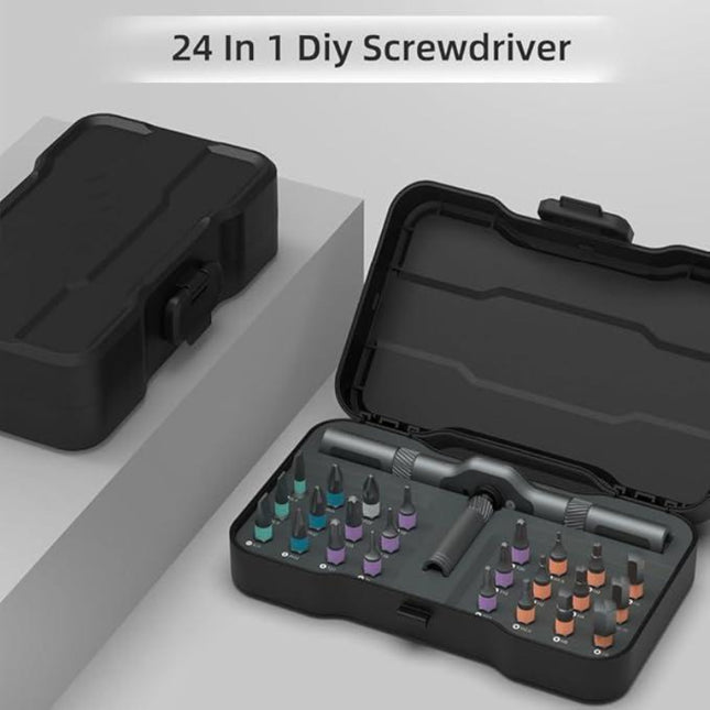 1 Set 24-in-1 Magnetic Screwdriver Set, MultifunctionalScrewdriver Drill Bit Set, Household Repair ToolKit with Detachable T-shaped Ratchet Handle