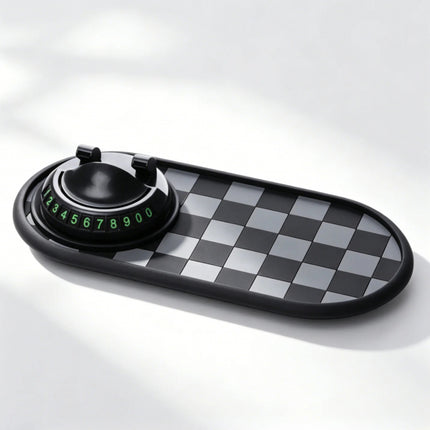 Car Phone Holder & Anti-Slip Mat – 360° Dashboard Mount with Temporary Parking Number