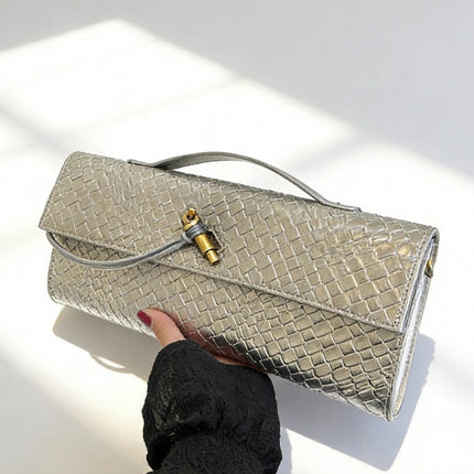 Woven Baguette Crossbody Bag – Vintage Texture, Simple & Luxurious Shoulder Bag for Women