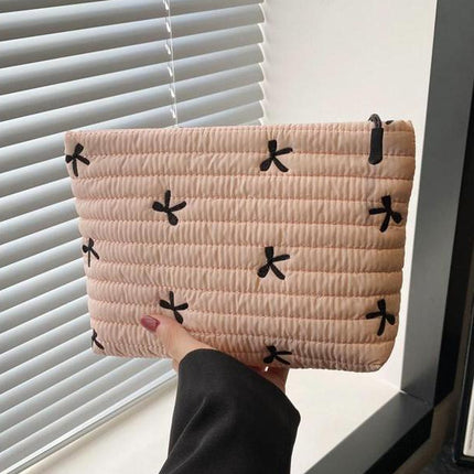 Large Capacity Quilted Design Clutch, Travel Storage Bag With Zipper