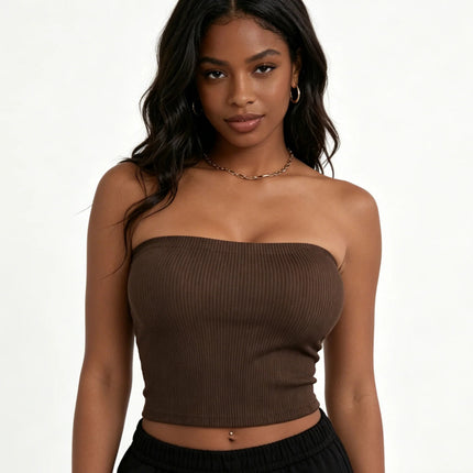 Seamless Ribbed Strapless Bra – Wireless, Comfortable Everyday Support for Women