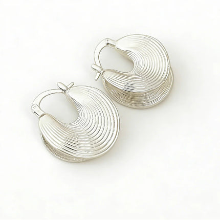 Fashionable Irregular Hoop Earrings – Minimalist Brushed Texture