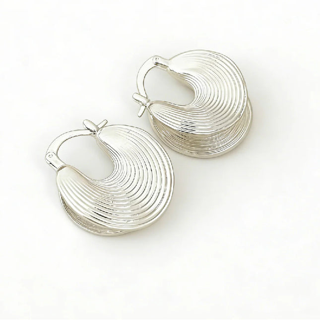 Fashionable Irregular Hoop Earrings – Minimalist Brushed Texture