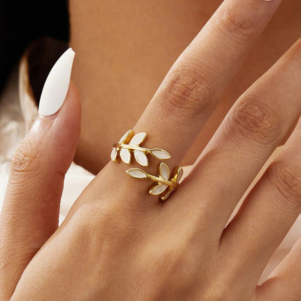 Leaf Ring for Women – Adjustable Open Band Boho Ring for Daily Wear