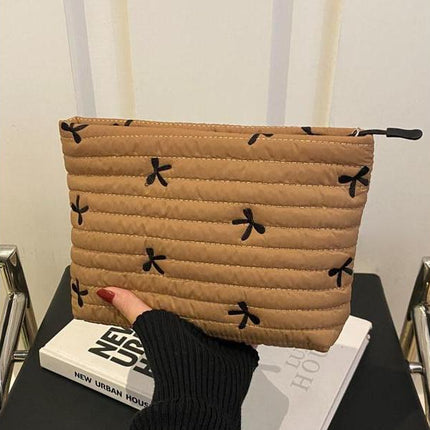 Large Capacity Quilted Design Clutch, Travel Storage Bag With Zipper