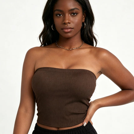 Seamless Ribbed Strapless Bra – Wireless, Comfortable Everyday Support for Women