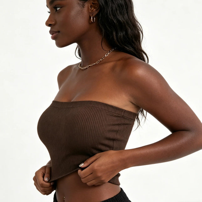 Seamless Ribbed Strapless Bra – Wireless, Comfortable Everyday Support for Women