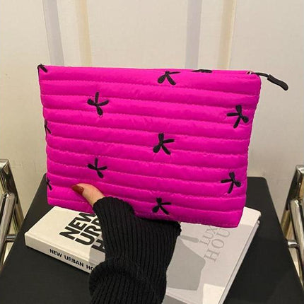 Large Capacity Quilted Design Clutch, Travel Storage Bag With Zipper