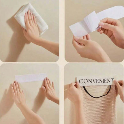 Wall-Mount Mesh Organizer Pocket – For Bathroom, Dorm, Hotel, or Bedroom Use