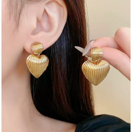 Natural Shell Heart Earrings – Boho Beach Dangle Earrings for Women & Girls