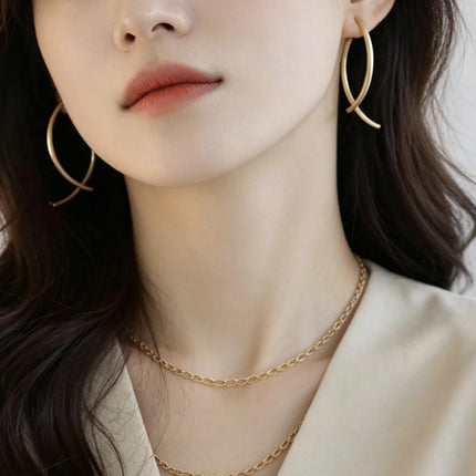 Minimalist Cross Drop Earrings with S925 Silver Posts – Lightweight Dangle Earrings for Women