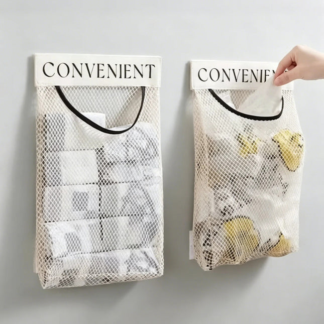 Wall-Mount Mesh Organizer Pocket – For Bathroom, Dorm, Hotel, or Bedroom Use