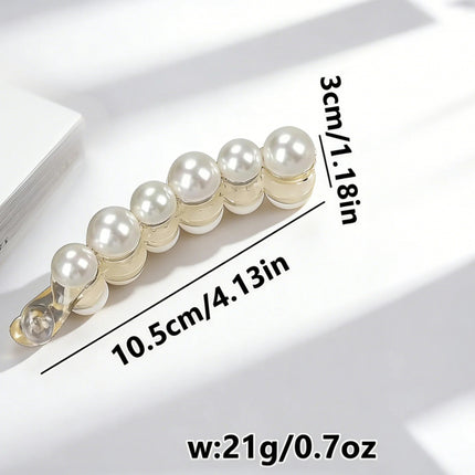 Faux Pearl Banana Clip for Women – Large Hair Claw Clip for Thick Hair & High Ponytail