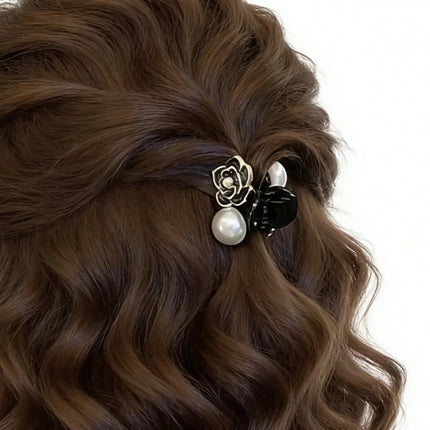 Vintage Camellia Mini Hair Clips – Set of 2 Floral Hairpins for Wedding Bridal & Daily Wear