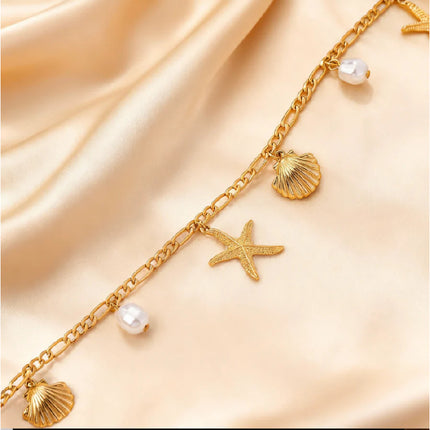Beach Waist Chain Set for Women – Shell & Starfish Belly Chain Body Jewelry (2PCS)