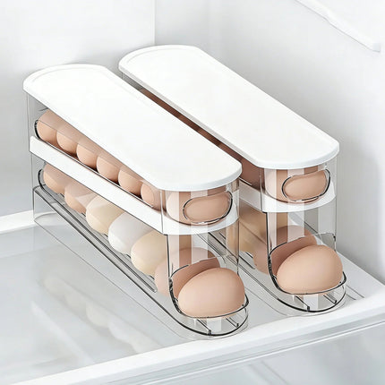 Double-Layer Rolling Egg Dispenser – Refrigerator Egg Storage Box & Kitchen Organizer