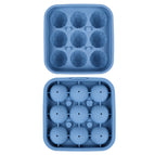 9 blue football-shaped ice cubes