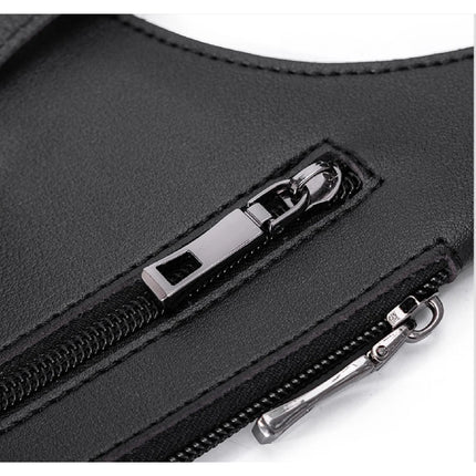 Anti-Theft Leather Fanny Pack for Women & Men – Adjustable Crossbody Bag with Hidden Pocket
