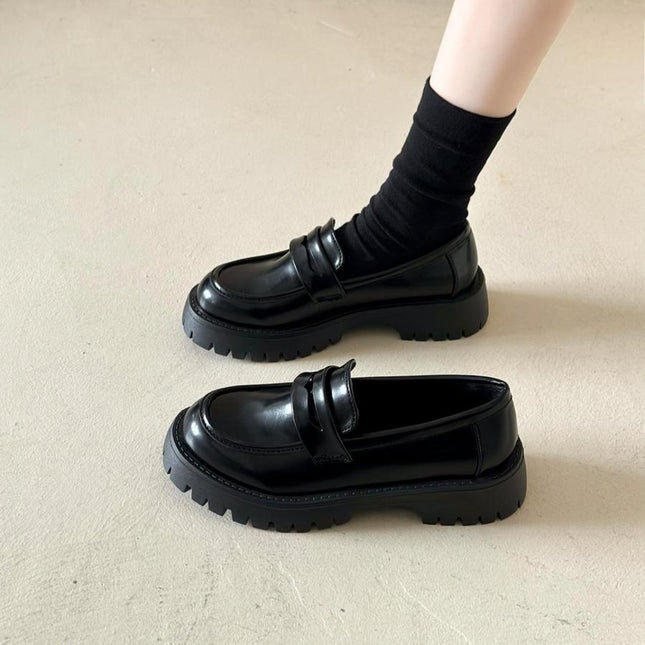 Women's Solid Color Fashion Dress Loafers, 2024 New Style Comfort Round Toe Slip-on Shoes, All-match Daily Casual Footwear for Women