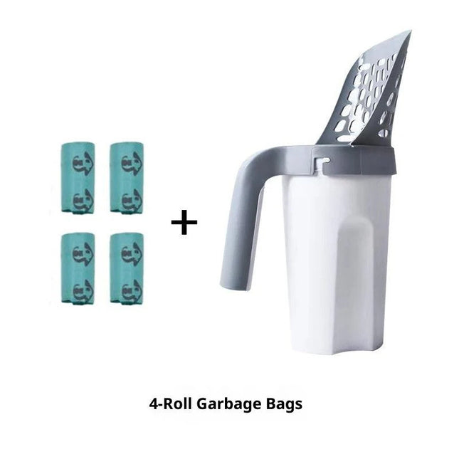 Large Capacity Cat Litter Scooper Set | Includes Holder & 4 Refill Garbage Bags for Easy Cleanup