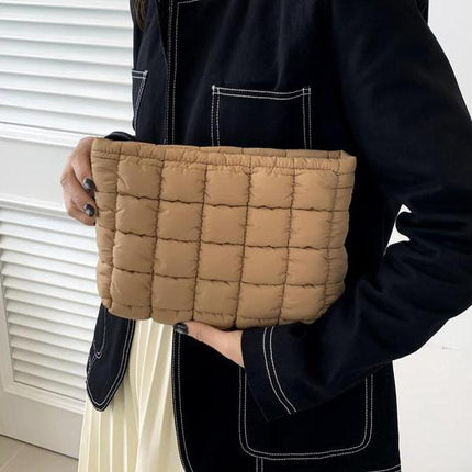 Large Capacity Quilted Design Clutch, Travel Storage Bag With Zipper