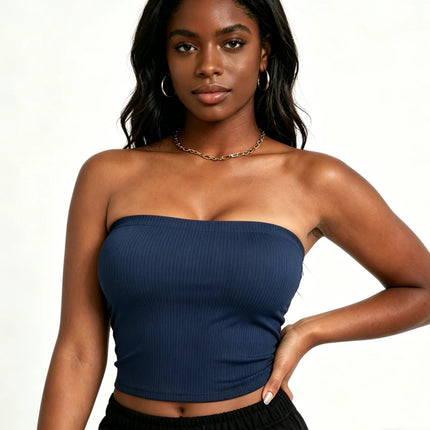 Seamless Ribbed Strapless Bra – Wireless, Comfortable Everyday Support for Women