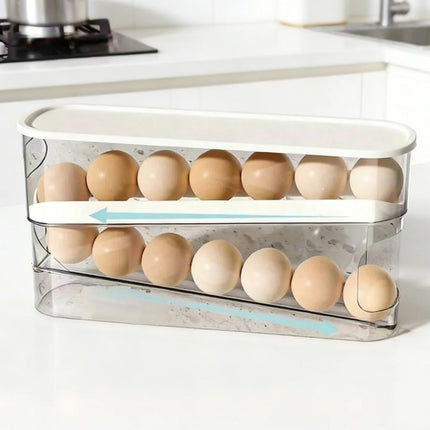 Double-Layer Rolling Egg Dispenser – Refrigerator Egg Storage Box & Kitchen Organizer