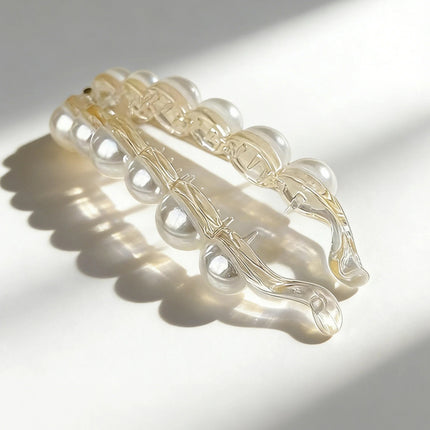 Faux Pearl Banana Clip for Women – Large Hair Claw Clip for Thick Hair & High Ponytail