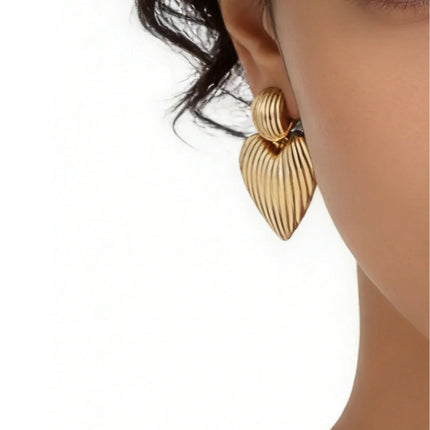 Natural Shell Heart Earrings – Boho Beach Dangle Earrings for Women & Girls