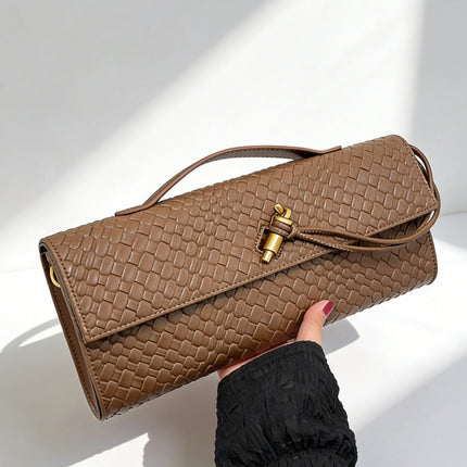 Woven Baguette Crossbody Bag – Vintage Texture, Simple & Luxurious Shoulder Bag for Women