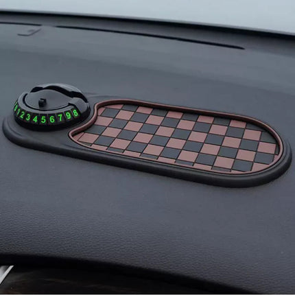 Car Phone Holder & Anti-Slip Mat – 360° Dashboard Mount with Temporary Parking Number