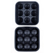 9 black football-shaped ice cubes